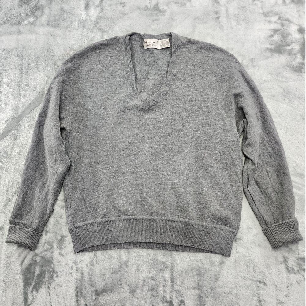 Vintage Michael Jordan Lowell Dreyfus Sweater Womens L Gray Wool V-Neck Preppy‎